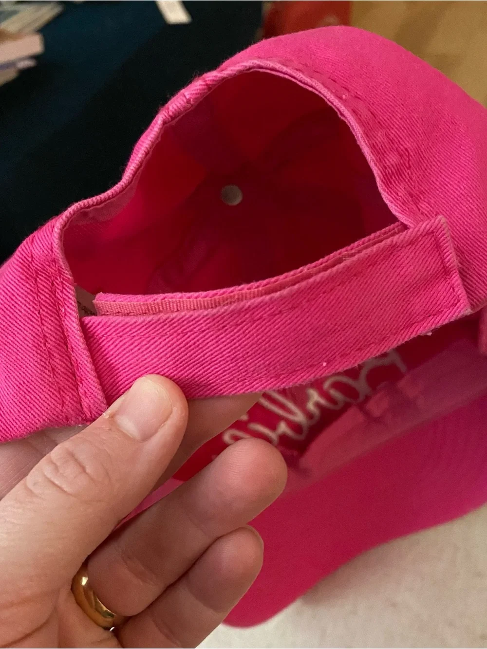 Barbie Bright Pink Baseball Cap with White Script Logo Pre-Owned